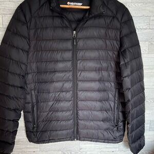 HEATKEEP Womens Small Black Puffer Jacket Lightweight Full Zip‎ Winter Outerwear